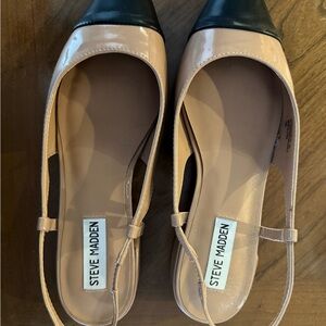 Steve Madden Black and Nude Slingback Flats